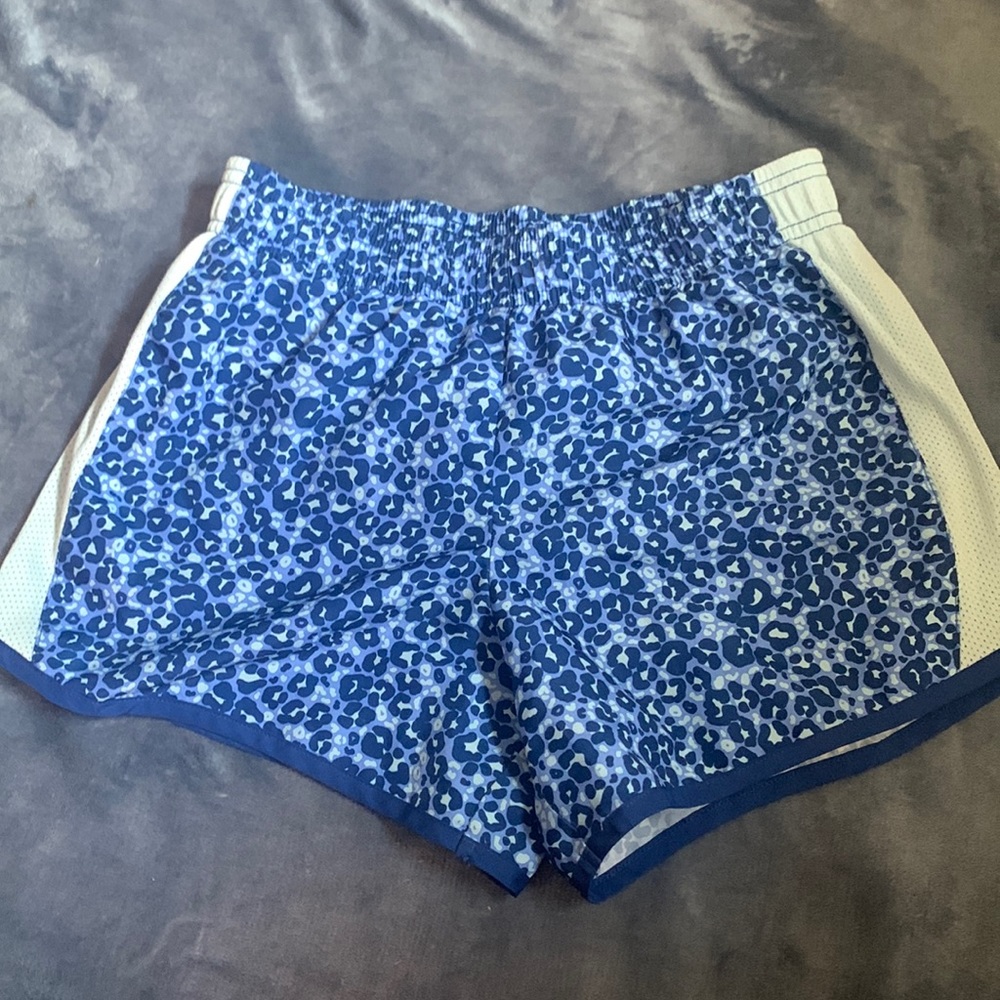 Blue cheetah print shorts